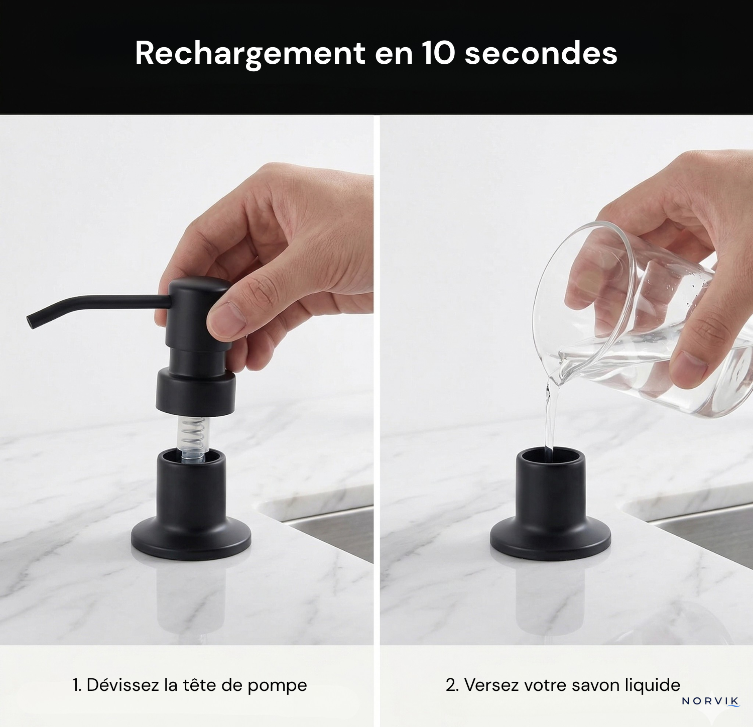Distributeur de Savon Encastré Évier | Installation 5 minutes