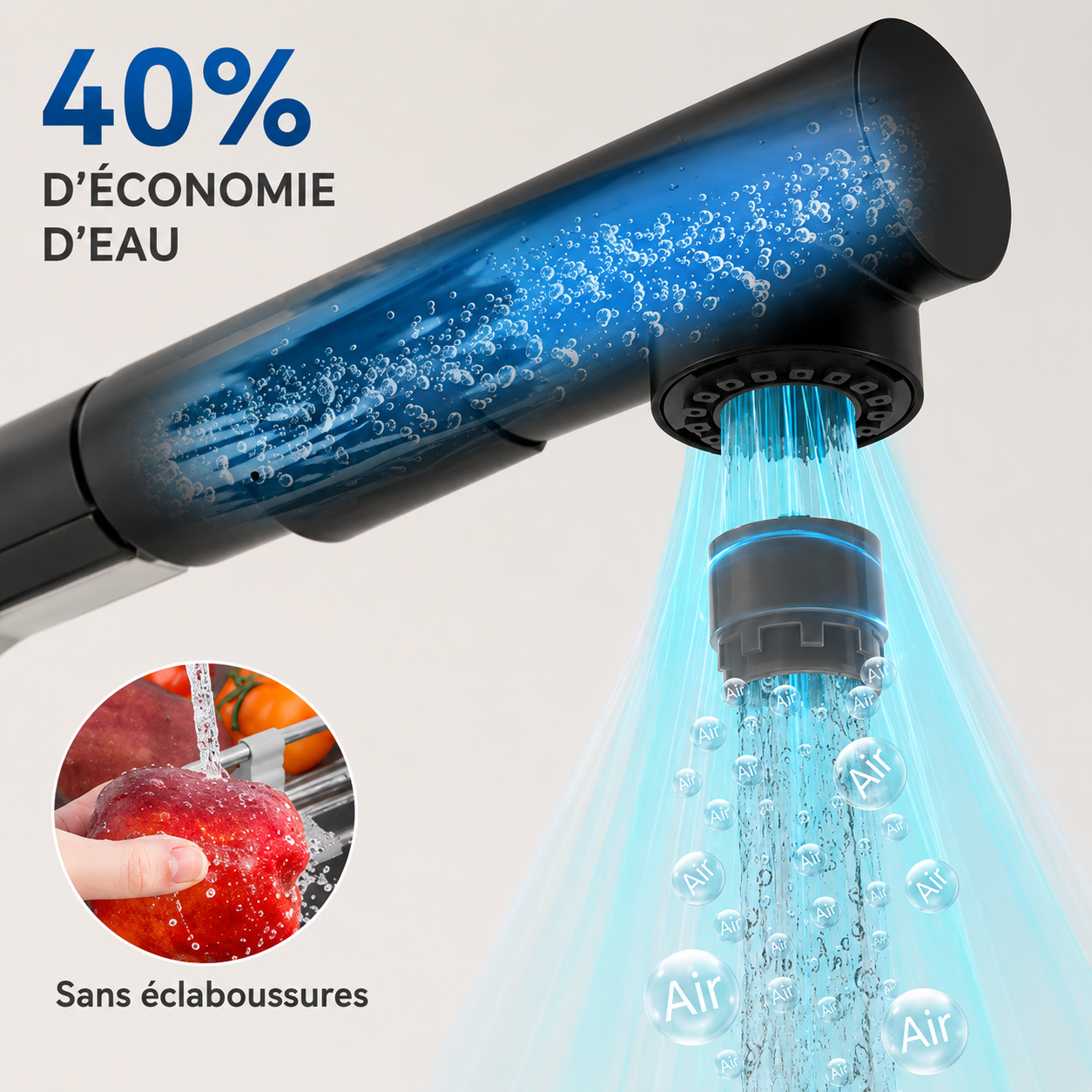 Robinet Mitigeur Cuisine Douchette — NORVIK Eclipse