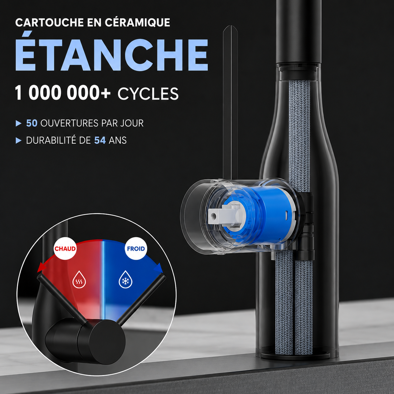 Robinet Mitigeur Cuisine Douchette — NORVIK Eclipse