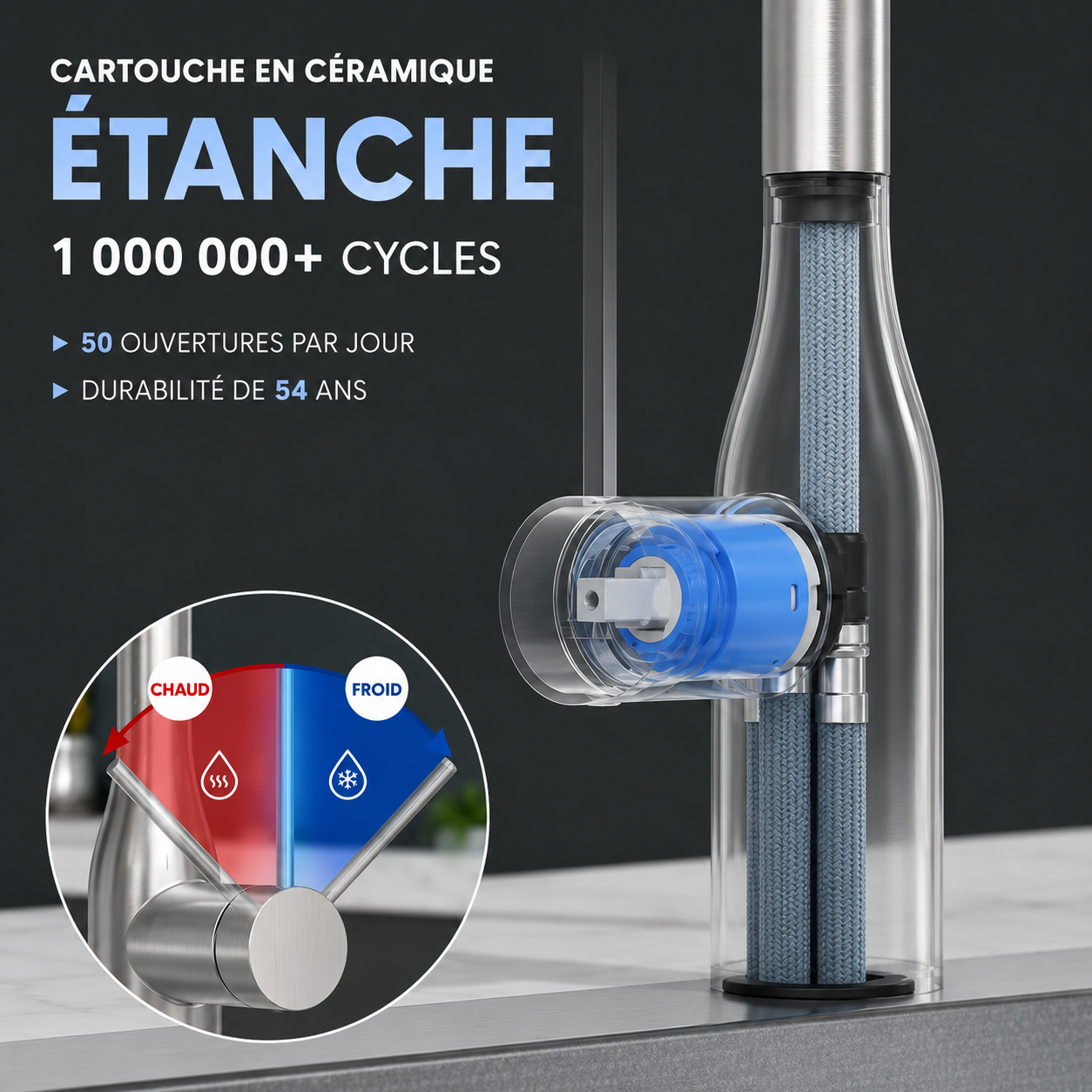 Robinet Mitigeur Cuisine Douchette — NORVIK Horizon