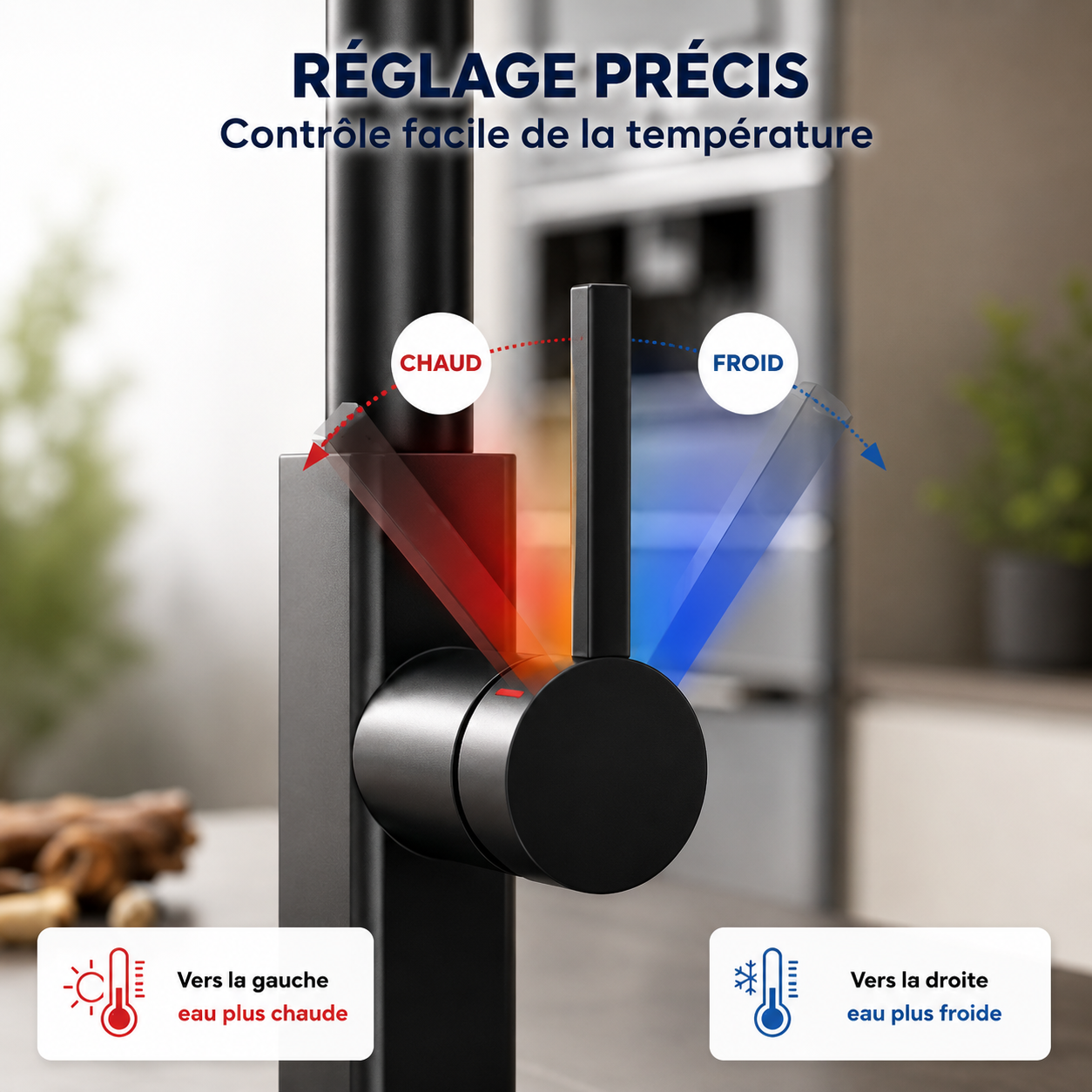 Robinet Mitigeur Cuisine Douchette — NORVIK Obsidian