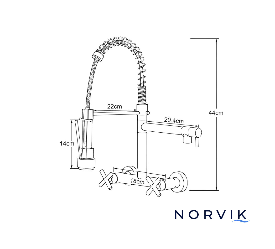 Robinet Mitigeur Cuisine Mural - NORVIK Atlas